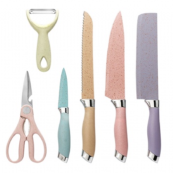 PAINTED KNIFE SET WITH STRAWE HANDLE